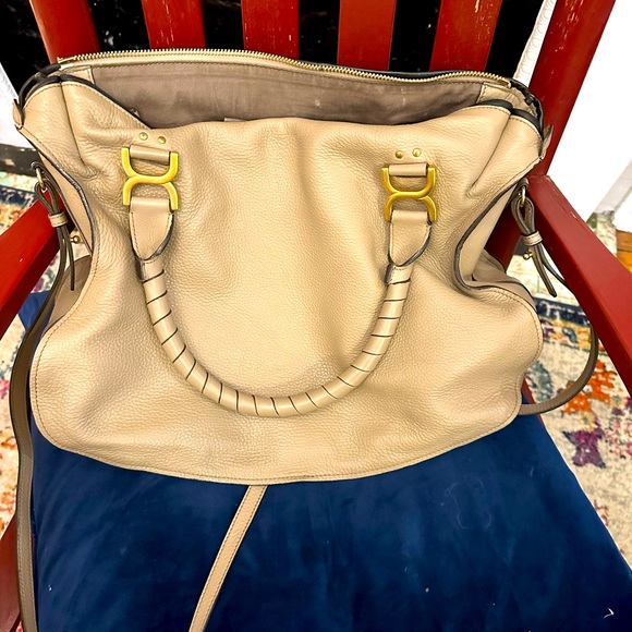 Large Gray Chloe Marcie handbag with strap - Picture 2 of 3